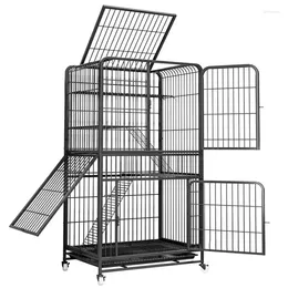 Cat Carriers Modern Wrought Iron House Indoor Household Large Capacity Cages Two Layers Luxury Villa Free Space Pet Dog Cage