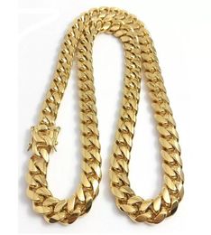 Designers necklaces cuban link gold chain chains Gold Miami Cuban Link Chain Necklace Men Hip Hop Stainless Steel Jewelry Necklace8612917