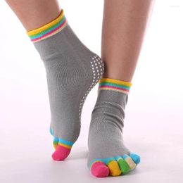 Women Socks Comfortable Simple Non-slip Sports Solid Color Middle Tube Hosiery Korean Style Yoga Five Finger