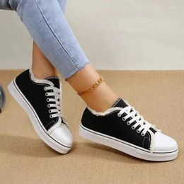 Casual Shoes Women Canvas Fashion 2024 Spring Platform Autumn Sneakers Low Cut Lace-Up Vulcanize For Zapatos De Mujer