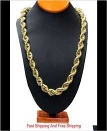 Fashion 5Mm 6Mm Hip Hop Rope Chain Necklace 18K Gold Plated Chain Necklace 24 Inch For Men Tfpfh Hj63G2976407