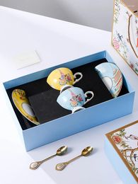 Mugs European Bone China Coffee Cup And Saucer High-End Household Afternoon Tea Set Couple's Cups Gift Box-Packed