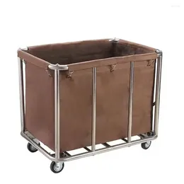 Laundry Bags Commercial Rolling Cart With Waterproof Lining Basket Heavy Duty Stainless Steel Frame Smooth Moving Wheels Versatile