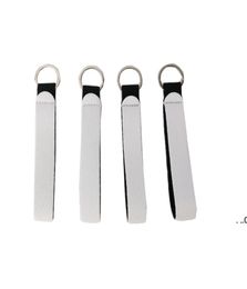 Neoprene Wristlet Keychains Favour Sublimation Print Blank Lanyard Strap Band Split Ring Key Chain Holder Hand Wrist Keychain FWB877389549