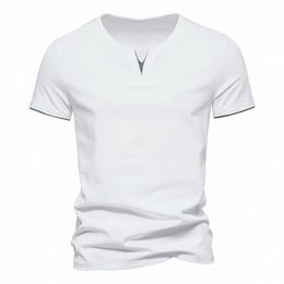 Mens T Shirt Pure Colour V Collar Short Sleeved Tops Tees Men T-Shirt Black Tights Man T-Shirts Fitness For Male Clothes 240429