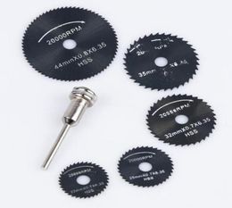 6PCSSet For Dremel Cutoff Circular Saw HSS Rotary Blades Tool Cutting Discs Mandrel Cutoff Mini Circular Saw Blade Whole6146393