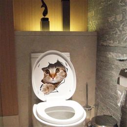 Window Stickers Creative Household Transparent Waterproof 3D Stereo Kitten Toilet Wall Sticker