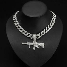 designers design holiday gifts hip hop diamond gun pendant trendy nightclub hanging accessories necklace Personalised full diamond alloy gun hanging tag