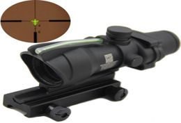 Tactical ACOG 4x32 Fiber Optical Scope Hunting Green Illuminated Weaver Rifle Scope3014975