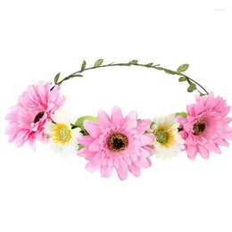Decorative Flowers 10pcs/lot Gerbera Flower Wreath Cloth Hair Accessories Beach Hairbands Bride Headwear For Wedding Headdress