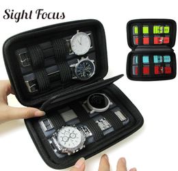 Black Hard shell 4 Slot Watch Box Organiser Waterproof Travel Watch Storage Zipper Case Portable Strap band Organiser Bag4239598