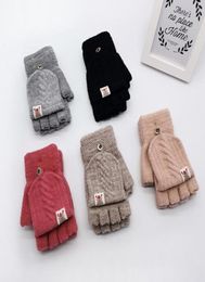 1 Pair Fashion Children Kids Men Women Winter Keep Warm Sweet Knitted Convertible Flip Top Fingerless Mittens Gloves5316569