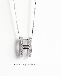 S925 sterling silver letter H pendant temperament clavicle chain necklace female clavicle Necklace simple student fashion jewelry5503606