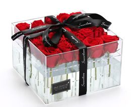 Festival Souvenir Gifts Cover Plexiglass Decorative Fresh Preserved Rose Flower Preserved Roses In Acrylic Box9729349