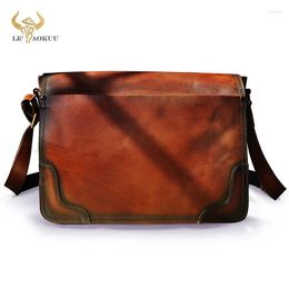 Bag Fashion Wine Quality Leather Male Travel Messenger Satchel 13" Laptop School Book Cross-body Shoulder For Men 2088