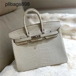 Women Brkns Handbag Genuine Leather 7A Handswen Matte Crocodile Skin Handheld 25CM HandsewnPHIV