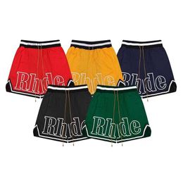 Designer Rhude Shorts Mens Mesh Short Summer Fashion Beach Elastic Band Pants Men High Quality Street Wear Red Blue Black Purple 512J