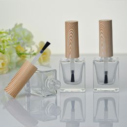 10ML Clear Glass Nail Polish Cosmetic Glass Bottle Bottled With Wood Grain Cover Cosmetic Container