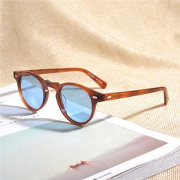 Sunglasses Gregory Peck Vintage Polarised Sun Glasses OV5186 Clear Frame Brand Designer Men Women OV 5186 Gafas Oculos With CaseSunglas 224a