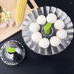 Double Boilers 9Inches Stainless Steel Lotus Steaming Tray Pot Rack Foldable Food Steamer Kitchen Fruit Drain Basket Cooking Accessories