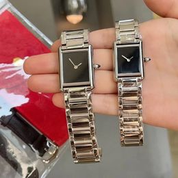 2023 New Fashion Women Watches Quartz Movement Silver Gold Dress Watch Lady Square Tank Stainless Steel Case Original Clasp Analog Casu 279f