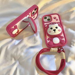 Cute and Fun Strawberry Bear Suitable for Apple 13 Phone Case iPhone 15Pro/14 Silicone 12Promax Female