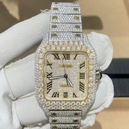Hip Hop 22k Gold Plated Micro Cz Stainls Steel Wrist Men's Luxury Watch LNN5 2213