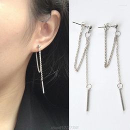 Dangle Earrings Sliver Double Tassel Chain Bar Drop Earring Kpop Korean Fashion Jewellery N04 20