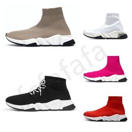 New hot designer sock shoes men women Graffiti White Black Red Beige Pink Clear Sole Lace-up Neon Yellow speed runner trainers flat platform sneakers casual nfa