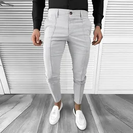 Men's Pants Spring Casual Fashionable Solid Color Mid Rise Slim Fit Pencil Retro Pleated Suit