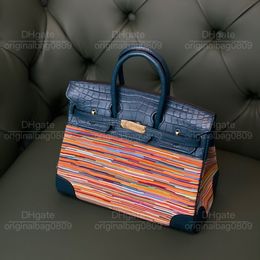 12A 1:1 Top Quality Luxury Handbags Specially Customised Niche Crocodile Skin And Sheep Skin Splicing Creative Design Of 25cm Women's Luxury Tote Bag With Original Box.