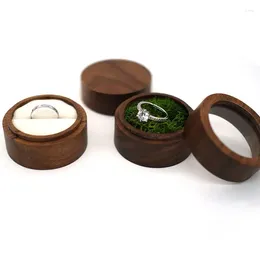 Gift Wrap Round Wooden Rings Box Packaging Jewellery Storage Holder Portable Wedding Case Fashion Display Gifts Boxes