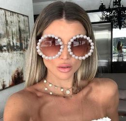 Sunglasses Big Frame Round Handmade Pearl Outdoor Shading Mirror EyewearSunglasses3648776