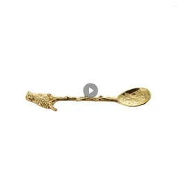 Coffee Scoops Spoon Vintage Retro Zinc Alloy Gift For Bar Party Tableware Small Decor Creative Forest Bird Kitchen Gadgets