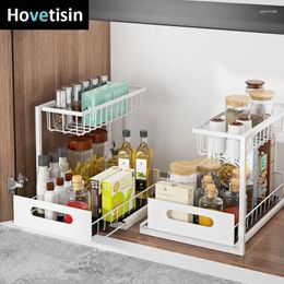 Kitchen Storage Pull-out Shelves Household Spice Rack Cabinet Sink 2 Tier Large Capacity Bathroom Organising