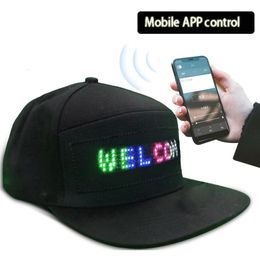 Luminous LED Cap DIY Message And Picture Bluetooth Control Fashion Apparel Accessories LED Decor Glowing Baseball Cap 240506