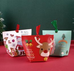 Whole Christmas Candy Box Apple Gift Box Christmas Decoration For Home Santa Claus Pattern Leather Rope Candy Paper Bag7116393