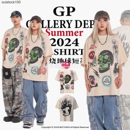 Gallerry Deept High end designer T Shirts for T-Shirts Trendy Street Skull Skeleton Graffiti Print Short Sleeve T-shirt Pure Cotton With 1:1 original labels