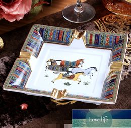 Classic Cigar Ivory Porcelain Ceramic Ashtray European Style Gifts Fashion Home Decoration Living Room Supplies Creative Decoration