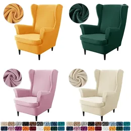 Chair Covers Soft Velvet Wing Cover Elastic Single Wingback Chairs Slipcovers Stretch Spandex Armchair With Seat Cushion