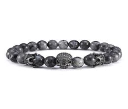 Buddha Bracelet Men CZ Skull Charm India Labradorite 8mm Natural Stone Light Beads Bracelet For Men Handmade Jewelry7364123