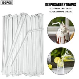 Drinking Straws Individually Wrapped Disposable Plastic Flexible BPA Free White 8.26 Inch 100/200/300 Pcs Party Fancy