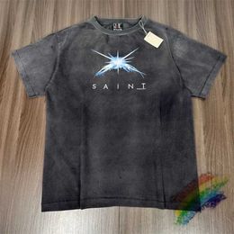 Men's T-Shirts Nice Washed T Shirt Men Women 1 Best Quality Damage T-Shirt H240508