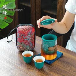 Cups Saucers Travel Tea Set Outdoor Portable Crack Cup A Pot Of Two High-grade Japanese Teapot Light Luxury Philtre Bubble