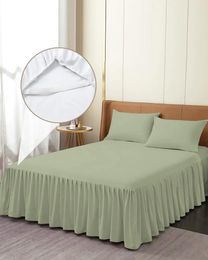 Bed Skirt Green Elastic Fitted Bedspread With Pillowcases Protector Mattress Cover Bedding Set Sheet