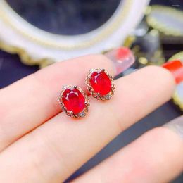 Stud Earrings Classic Ruby Earring For Sale 925 Sterling Silver Natural And Real