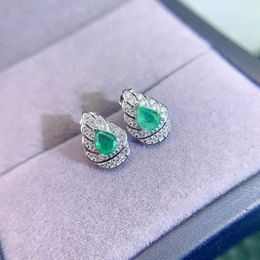 Stud Earrings Arrival 4x5mm Water Drop/pear Shape Natural Emerald With Silver 925 Emerlad Earring For Women Daily Wear