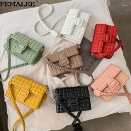 Shoulder Bags 2024 Texture Diamond Lattice Chain Handbags Ins Trendy Solid Colour Flap Bolsa Elegant Quilted Korean Crossbody Purses