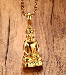 Pendant Necklaces Mens Buddha Necklace Bodhisattva Amulet Talisman In Goldcolor Stainless Steel Fashion Men Jewellery CollaresPenda7559846