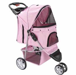 Pet Stroller Cat Dog 3 Wheel Walk Jogger Travel Folding Carrier6229377